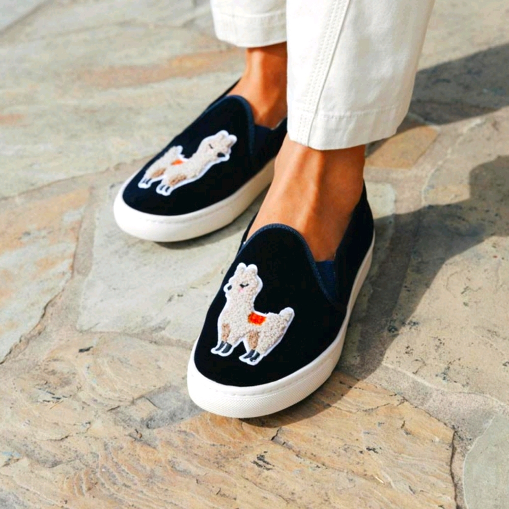 Soludos Velvet llama slip-on shoes